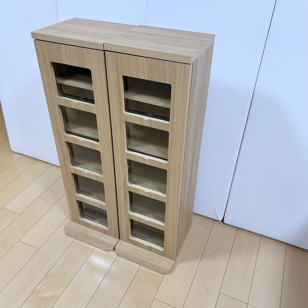 山善 CDタワー ゲーム収納 チェスト ナチュラル　北欧　収納ラック　シェルフ