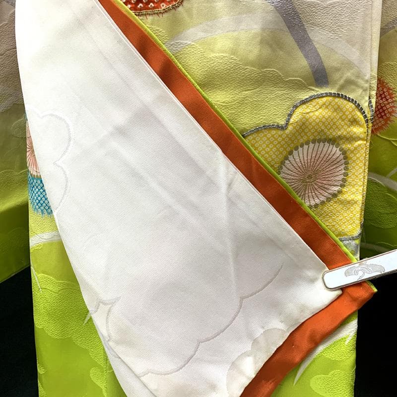 504ag37□七五三 七歳 女児 着物&袋帯 金駒刺繍 絞り 梅□状態良好