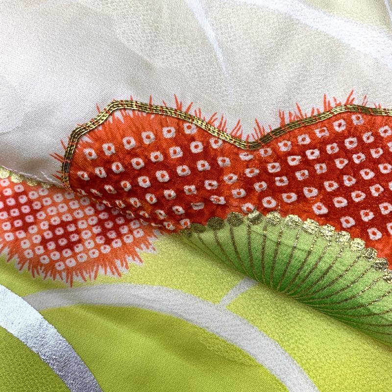 504ag37□七五三 七歳 女児 着物&袋帯 金駒刺繍 絞り 梅□状態良好