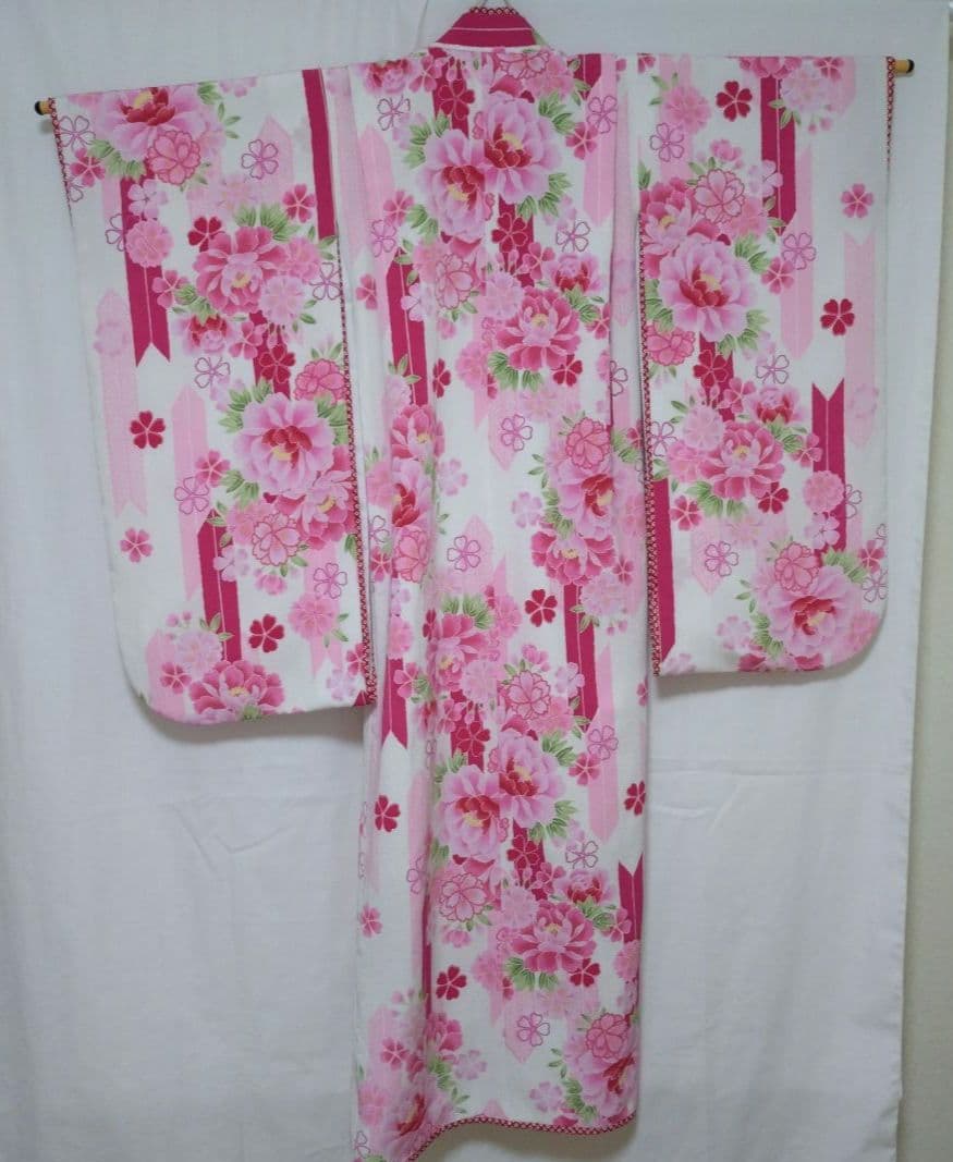 GK4　白✕ピンク　ジャパンスタイル　七歳　七五三　女の子　子供用