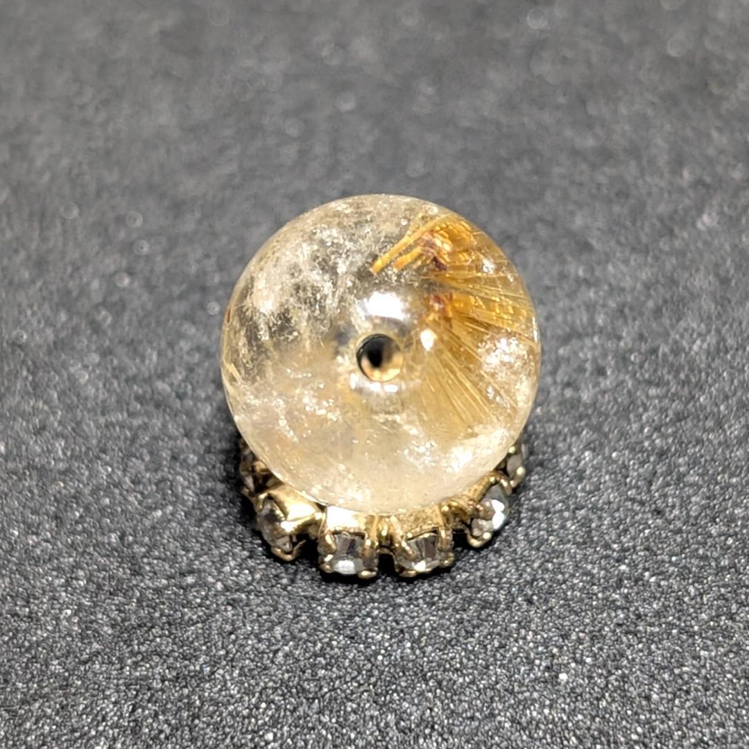 キャッツアイルチルクォーツ 8ミリ 粒売り 一点物 貫通穴あり 金運のお守り