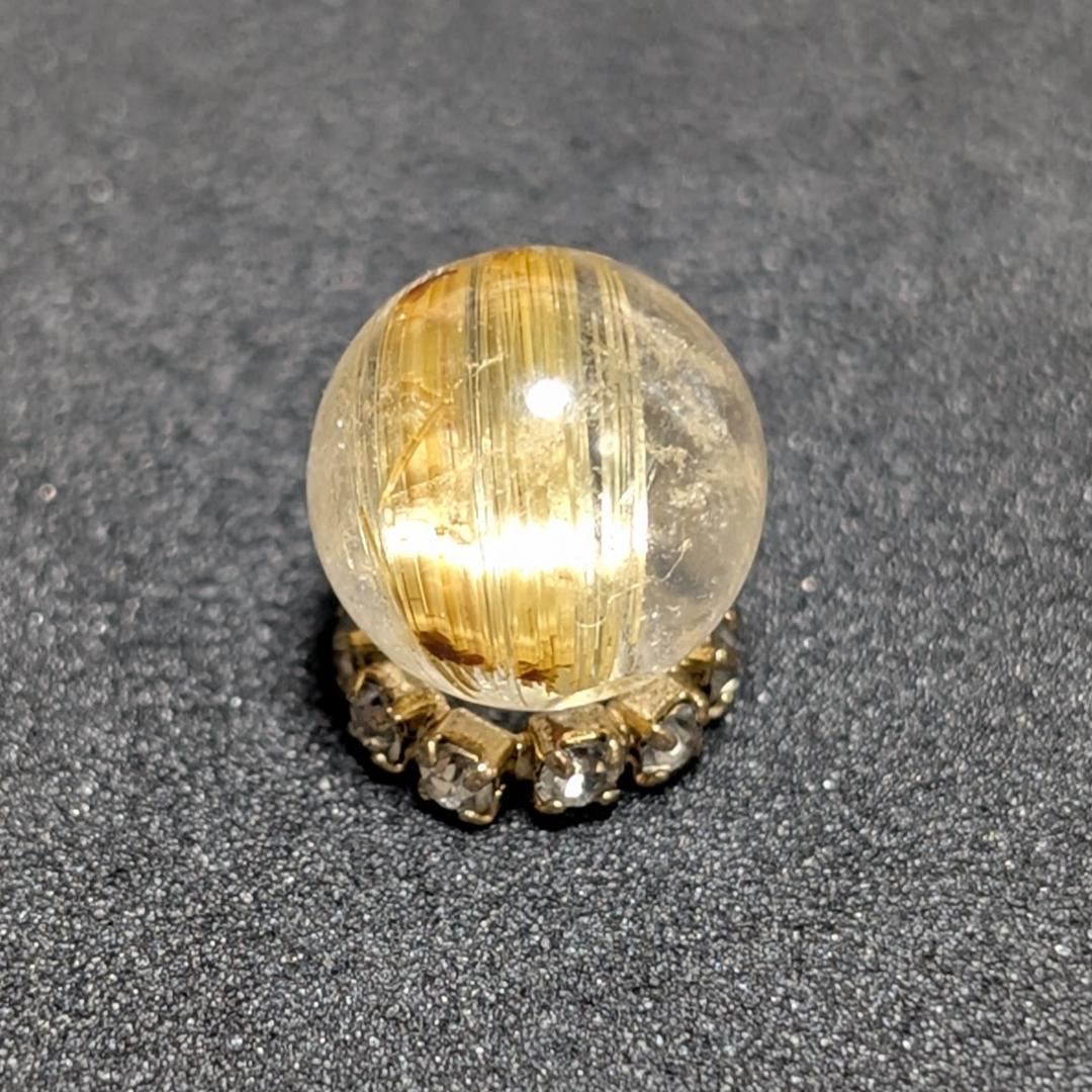 キャッツアイルチルクォーツ 8ミリ 粒売り 一点物 貫通穴あり 金運のお守り