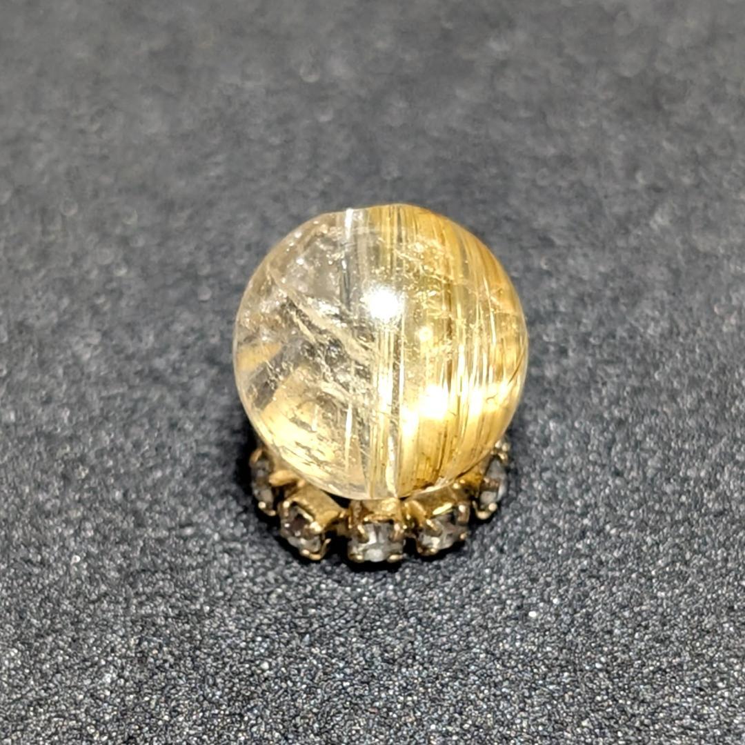 キャッツアイルチルクォーツ 8ミリ 粒売り 一点物 貫通穴あり 金運のお守り