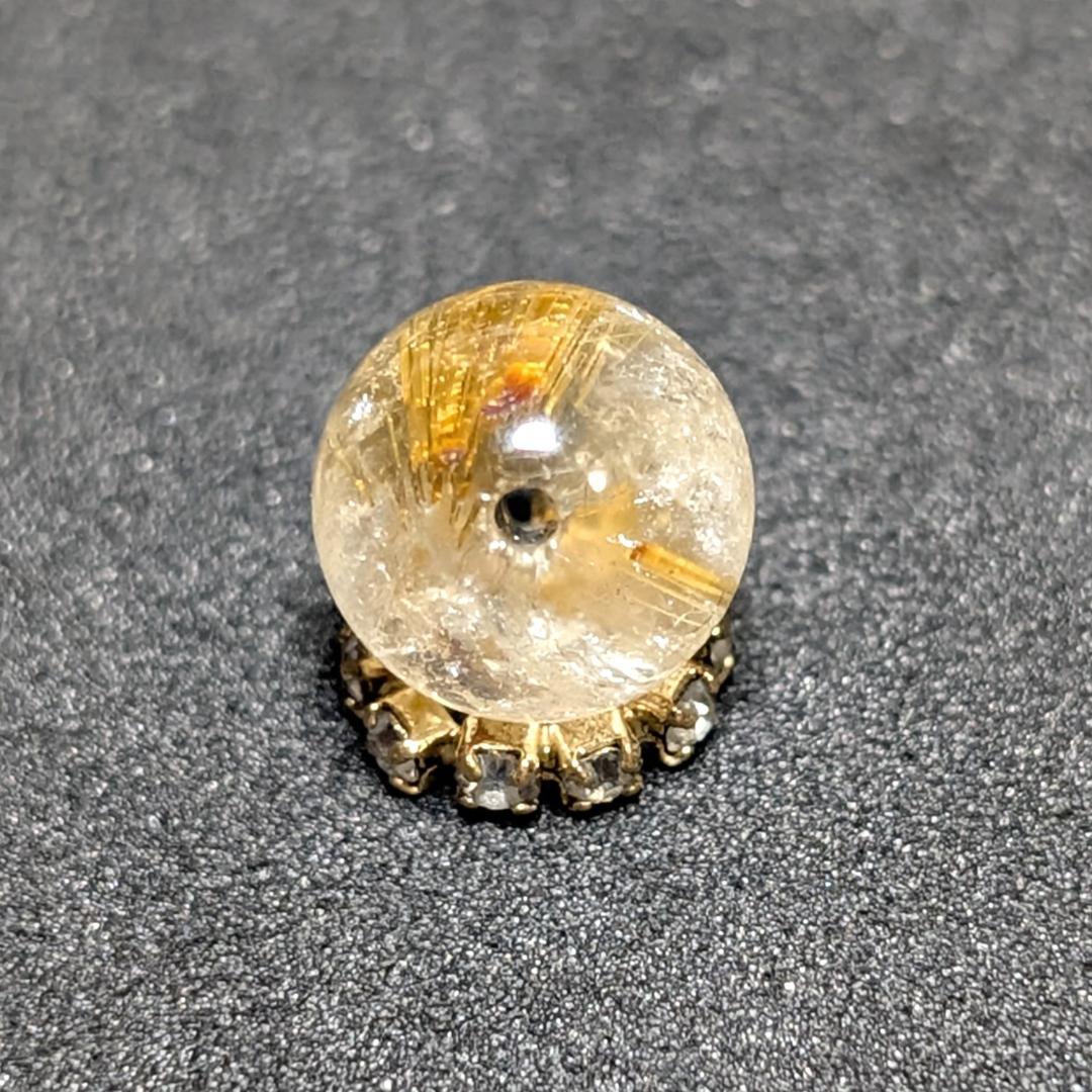 キャッツアイルチルクォーツ 8ミリ 粒売り 一点物 貫通穴あり 金運のお守り