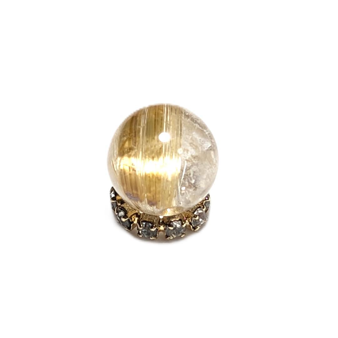 キャッツアイルチルクォーツ 8ミリ 粒売り 一点物 貫通穴あり 金運のお守り