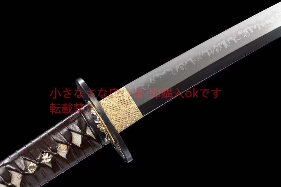 撥水紋研磨刃が白く黒く『浮雲沈香』 古兵器 武具 刀装具 日本