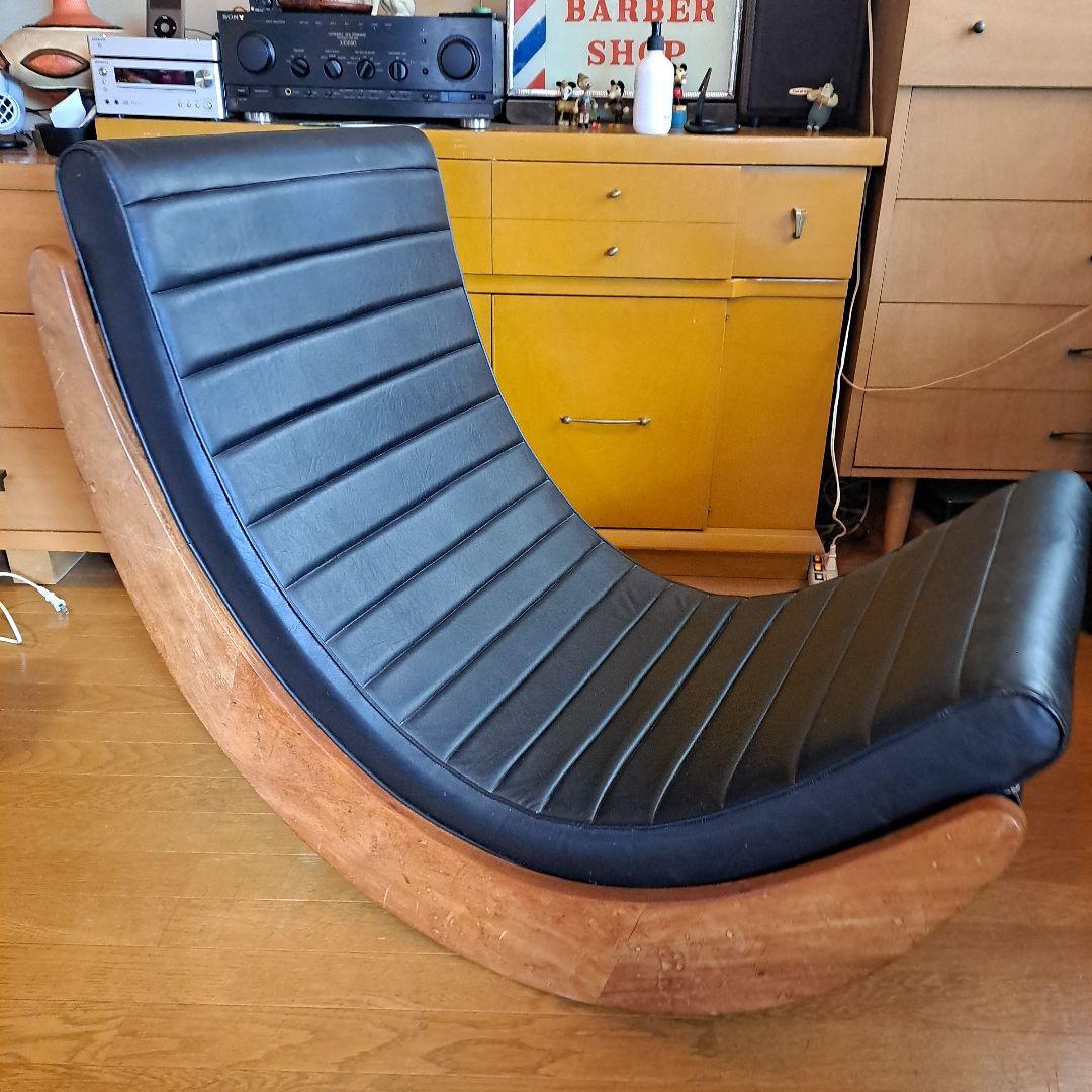 ロッキングチェア 木製フレーム 合成皮革