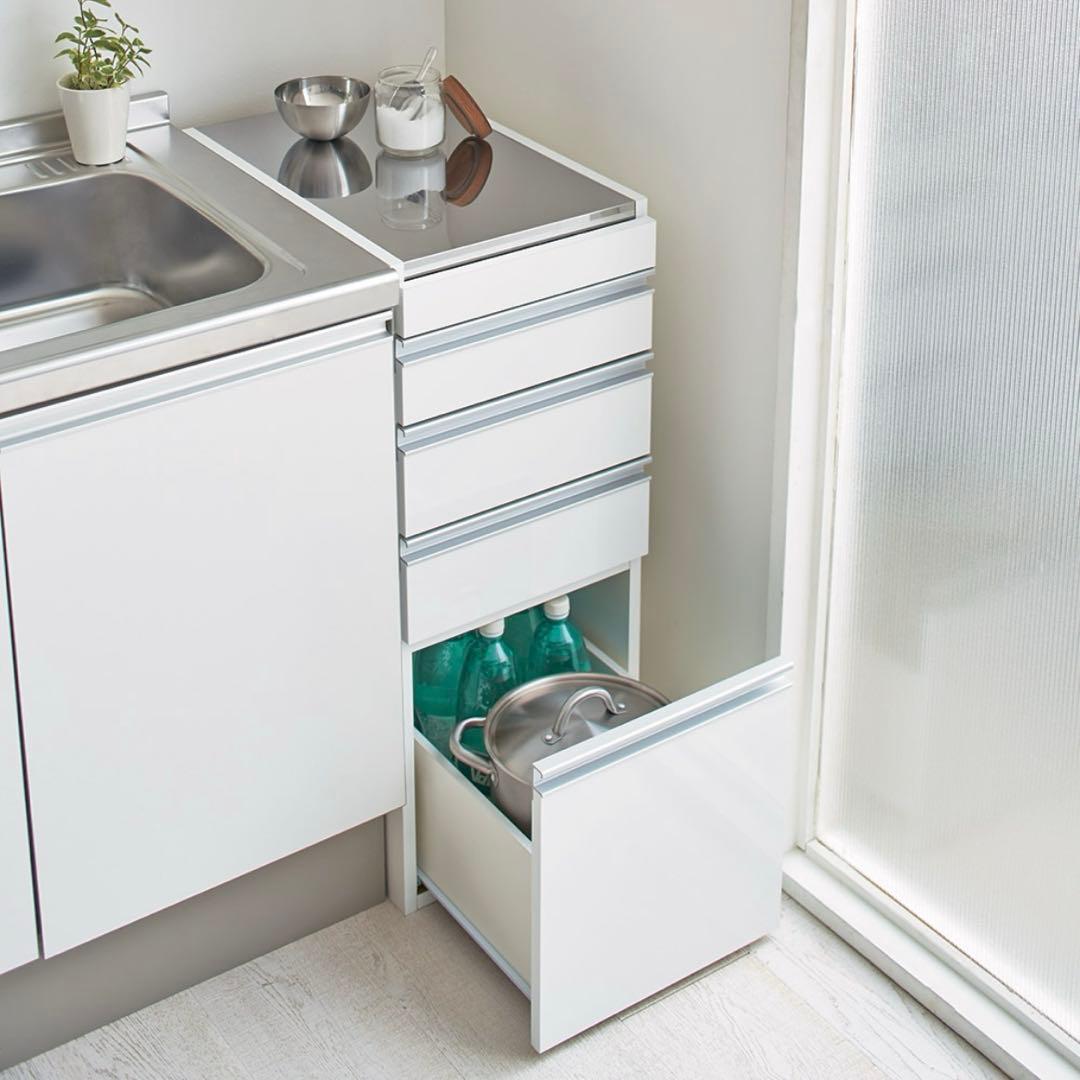 ホワイト 5段引き出し収納　ディノス　食器棚