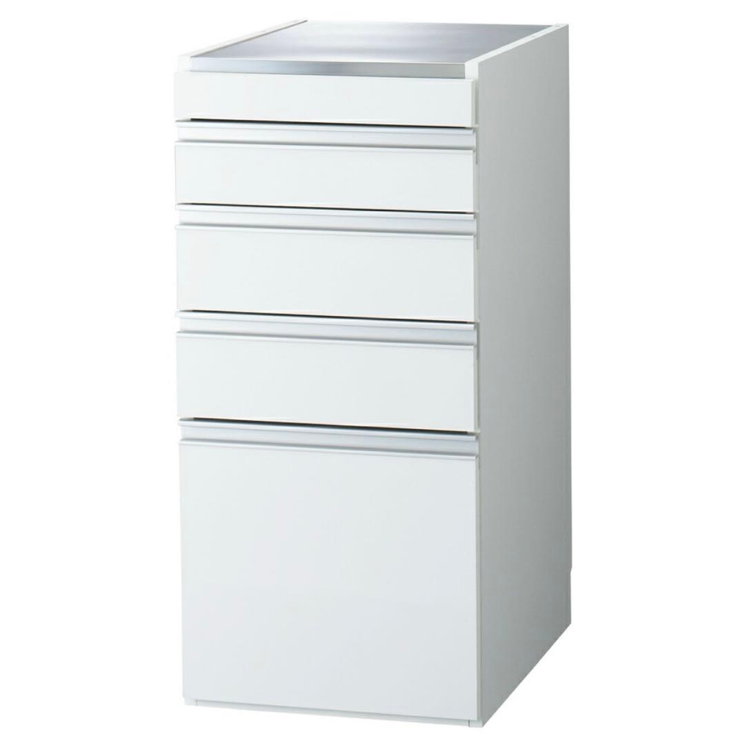 ホワイト 5段引き出し収納　ディノス　食器棚