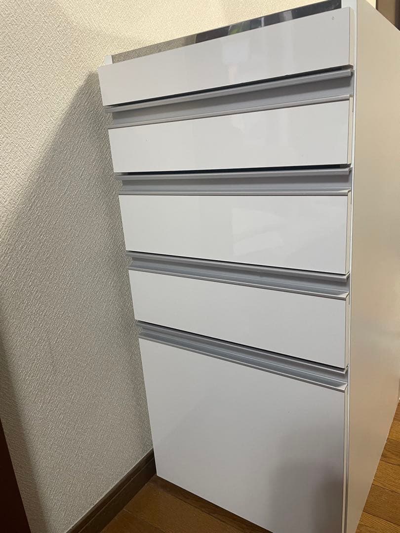 ホワイト 5段引き出し収納　ディノス　食器棚