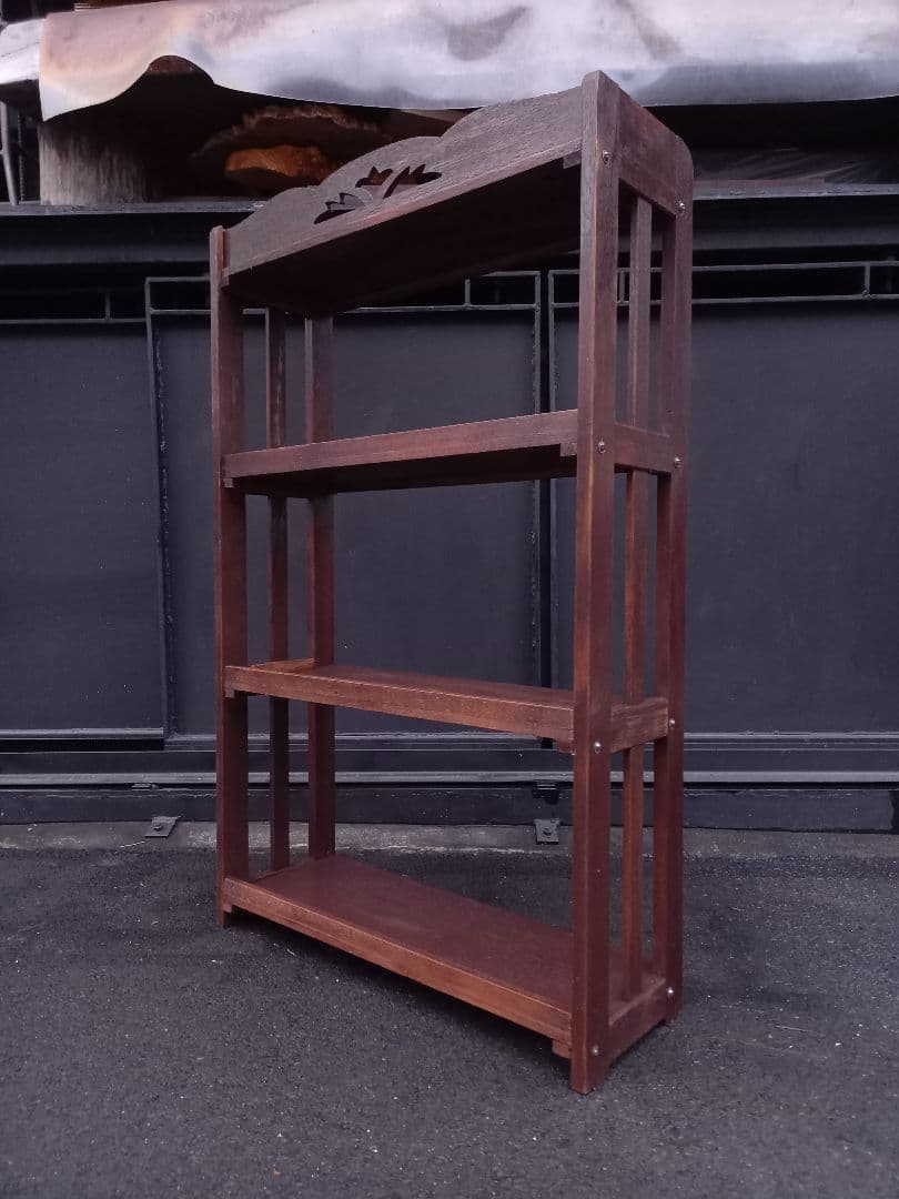 1960's　ヴィンテージ　オープン　シェルフ　柵格子　透かし彫り　飾り棚