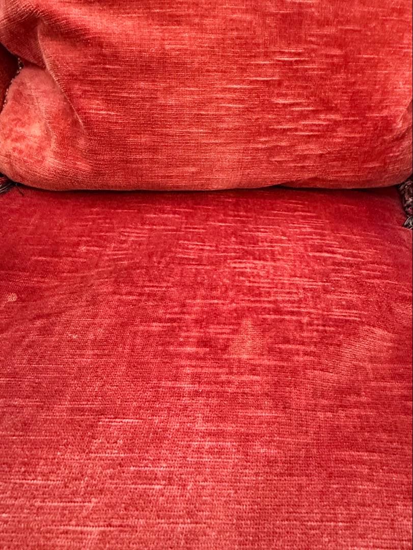 アンティーク 1人掛けソファ　レッド　ベルベット調 喫茶店レトロ　アームチェア