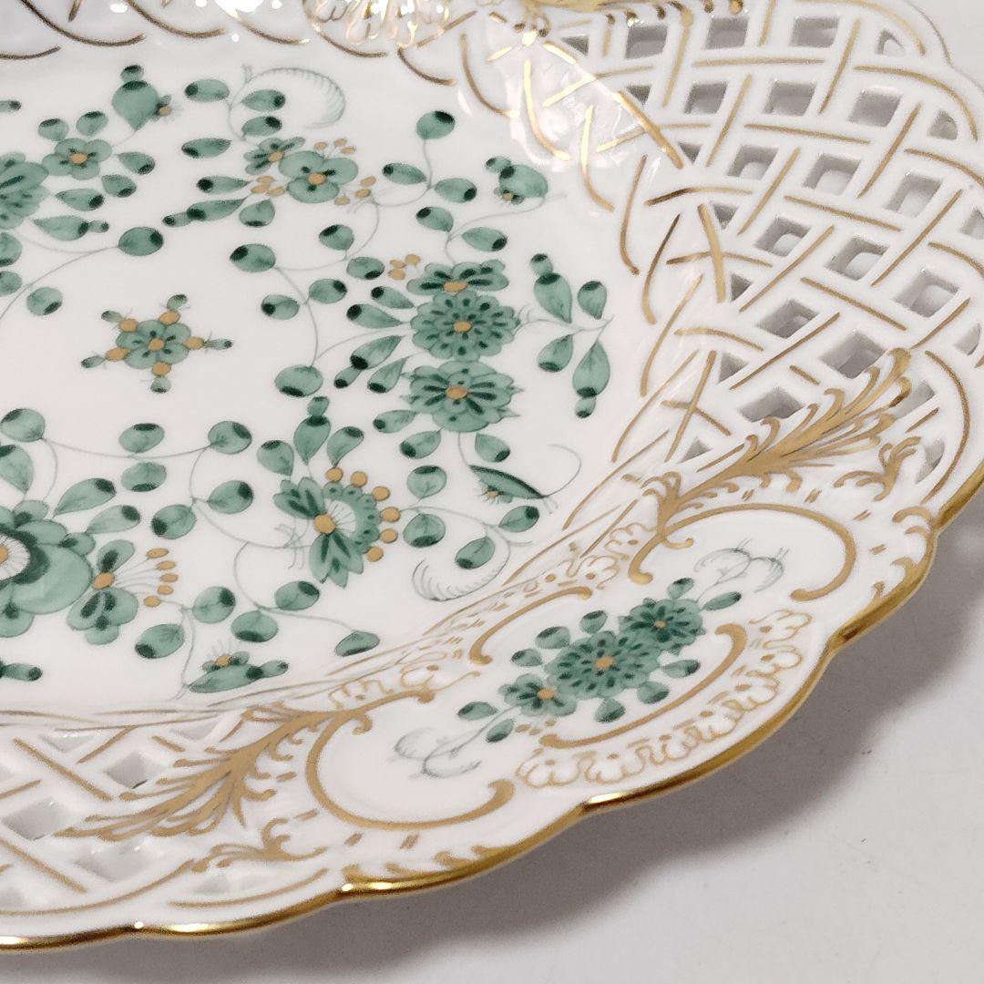 未使用品 美品 Meissen マイセン インドの華 リッチグリーン プレート