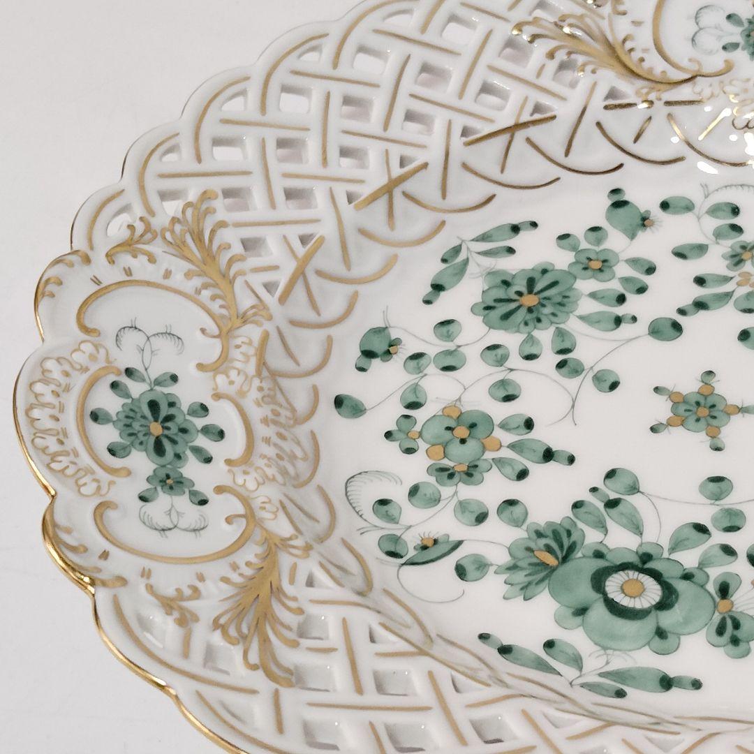 未使用品 美品 Meissen マイセン インドの華 リッチグリーン プレート