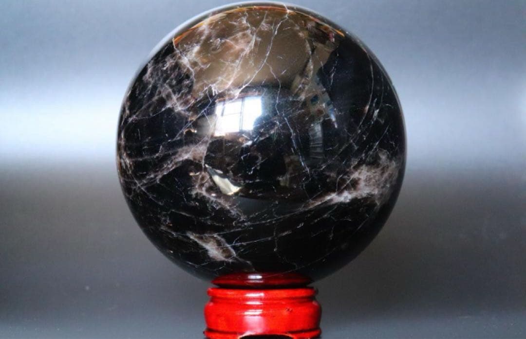 虹入り モリオン 黒水晶 丸玉 スフィア 3.3kg 送料無料