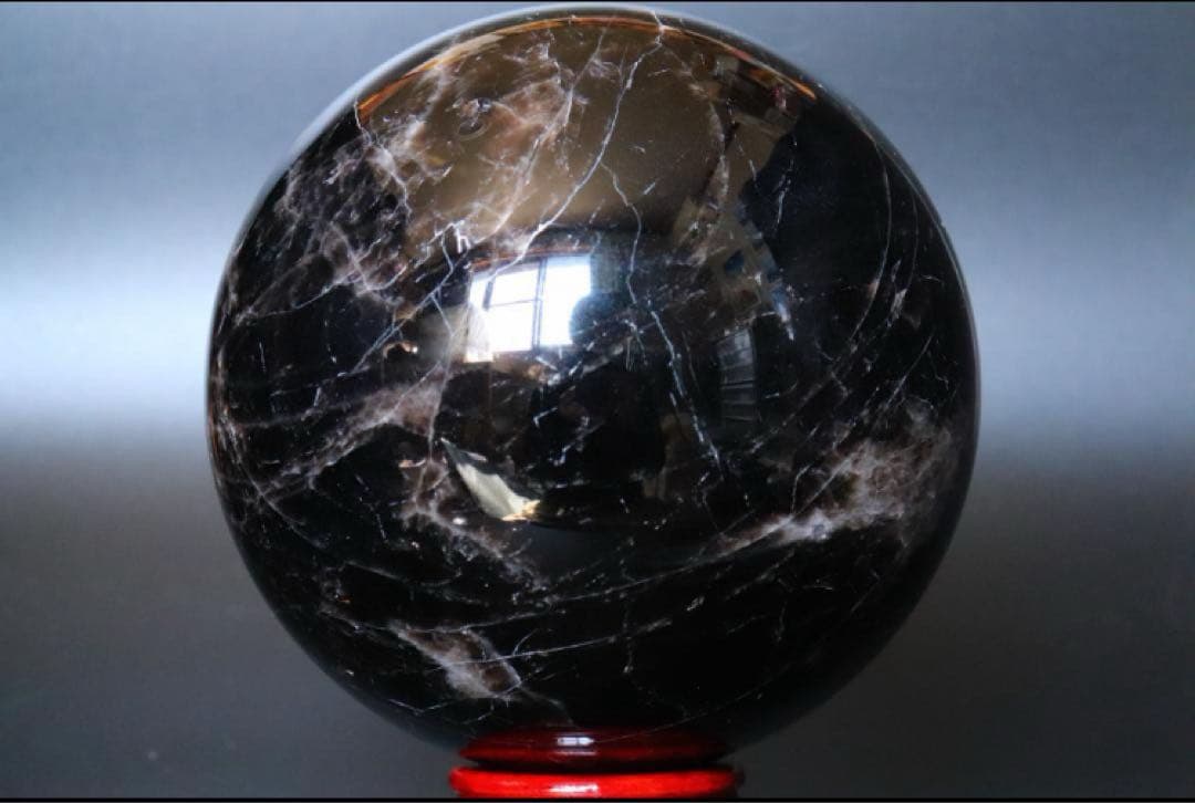 虹入り モリオン 黒水晶 丸玉 スフィア 3.3kg 送料無料