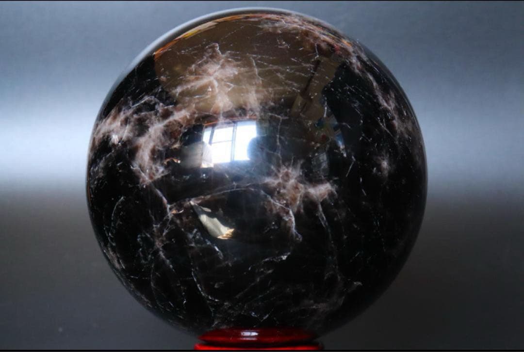 虹入り モリオン 黒水晶 丸玉 スフィア 3.3kg 送料無料