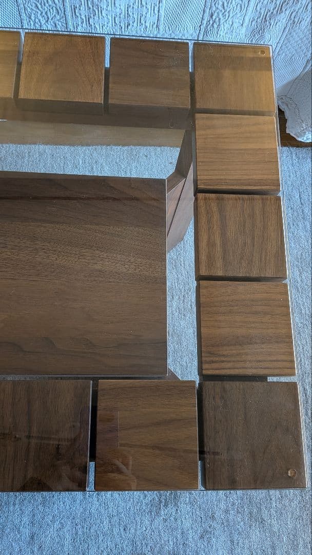 【中古/美品】ローテーブル ウォールナット ガラス天板 飾り棚付 葉山家具