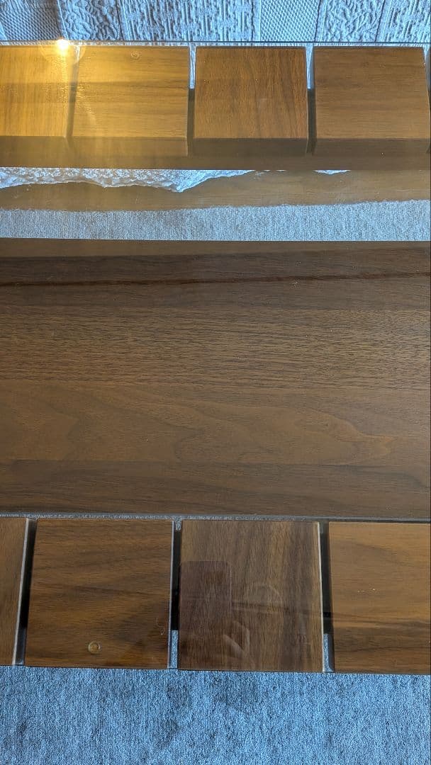 【中古/美品】ローテーブル ウォールナット ガラス天板 飾り棚付 葉山家具