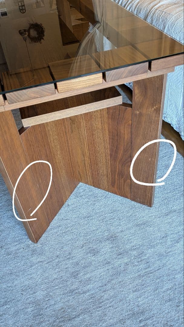 【中古/美品】ローテーブル ウォールナット ガラス天板 飾り棚付 葉山家具