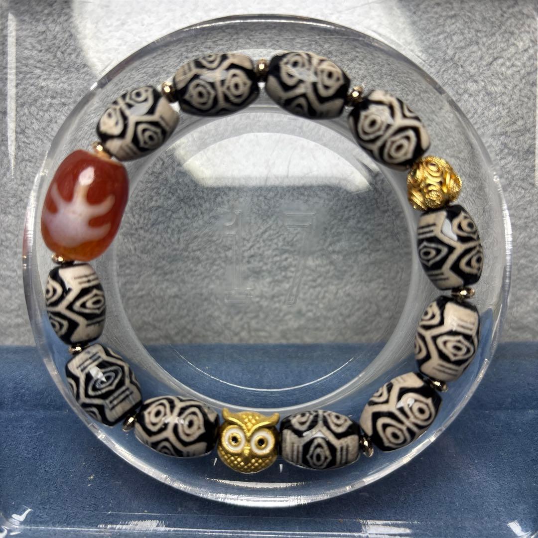 あずきちゃん瑪瑙　銀線白毫天珠　1-226 ご確認ページNo.1