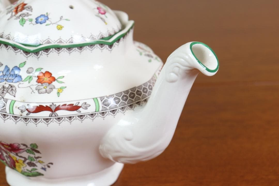 お値下げ　スポード　チャイニーズローズ　ポット　イギリス　ヴィンテージ