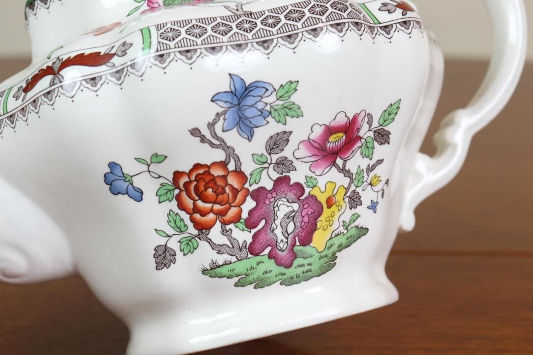 お値下げ　スポード　チャイニーズローズ　ポット　イギリス　ヴィンテージ