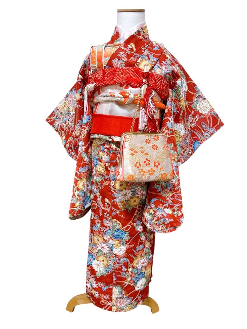 お買い得品♡七五三　7歳　女の子　フルセット　赤系　レトロ　アンティーク