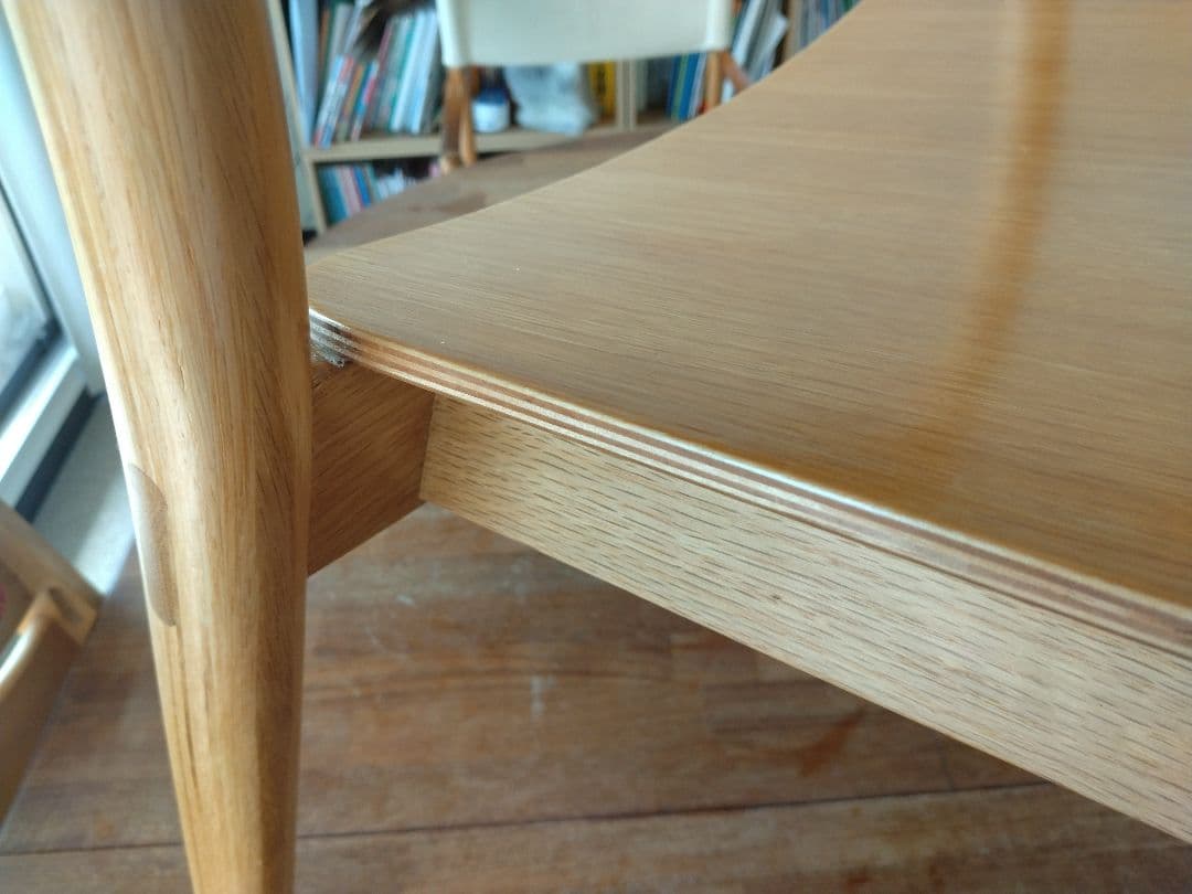 【極美品】MUJI/無印良品 オーク材ラウンジチェアワイド①ダイニングカフェ椅子