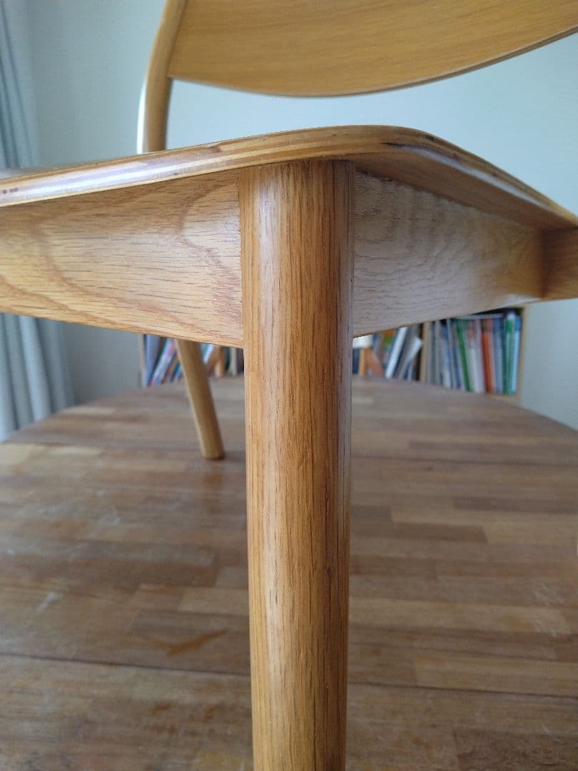 【極美品】MUJI/無印良品 オーク材ラウンジチェアワイド①ダイニングカフェ椅子