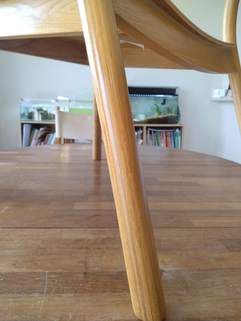 【極美品】MUJI/無印良品 オーク材ラウンジチェアワイド①ダイニングカフェ椅子