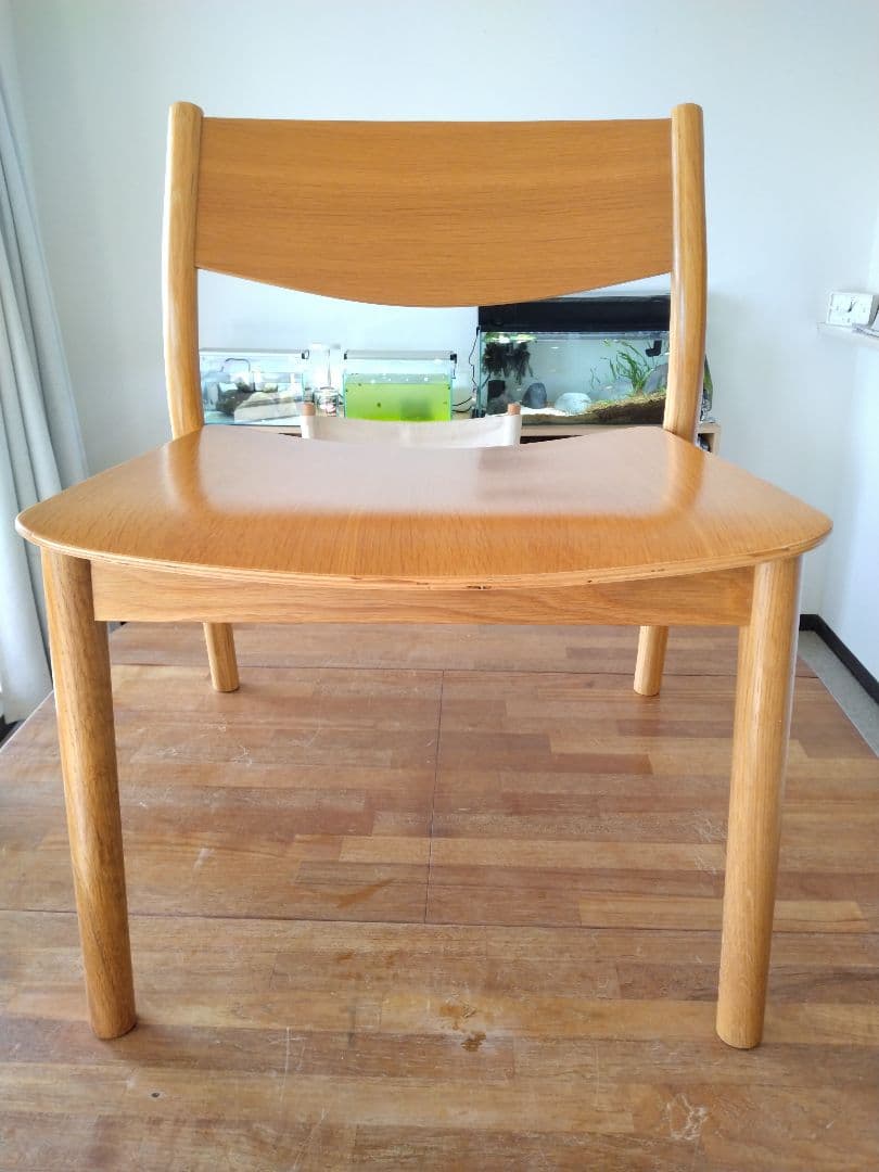 【極美品】MUJI/無印良品 オーク材ラウンジチェアワイド①ダイニングカフェ椅子