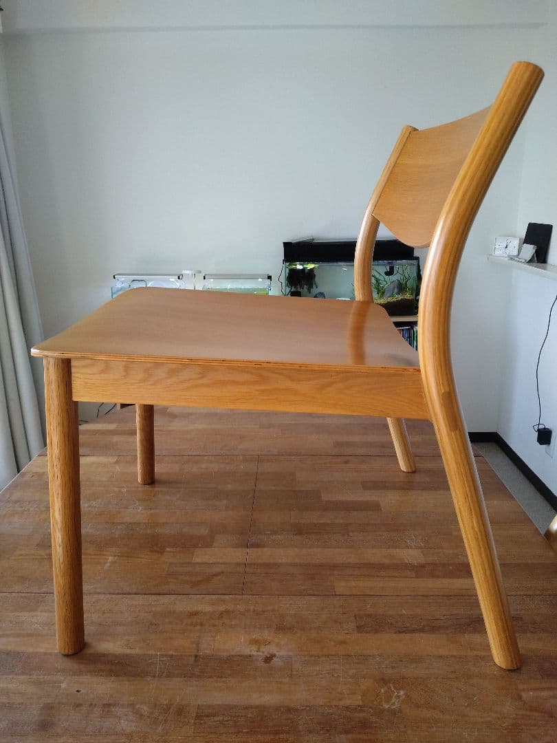 【極美品】MUJI/無印良品 オーク材ラウンジチェアワイド①ダイニングカフェ椅子