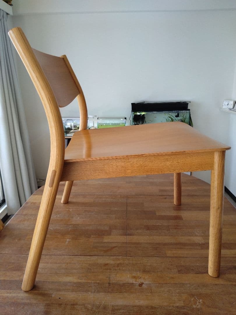 【極美品】MUJI/無印良品 オーク材ラウンジチェアワイド①ダイニングカフェ椅子
