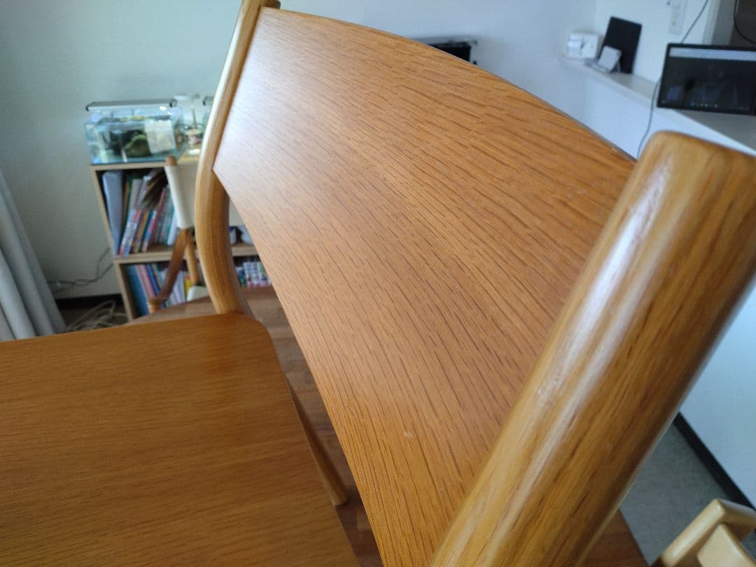 【極美品】MUJI/無印良品 オーク材ラウンジチェアワイド①ダイニングカフェ椅子