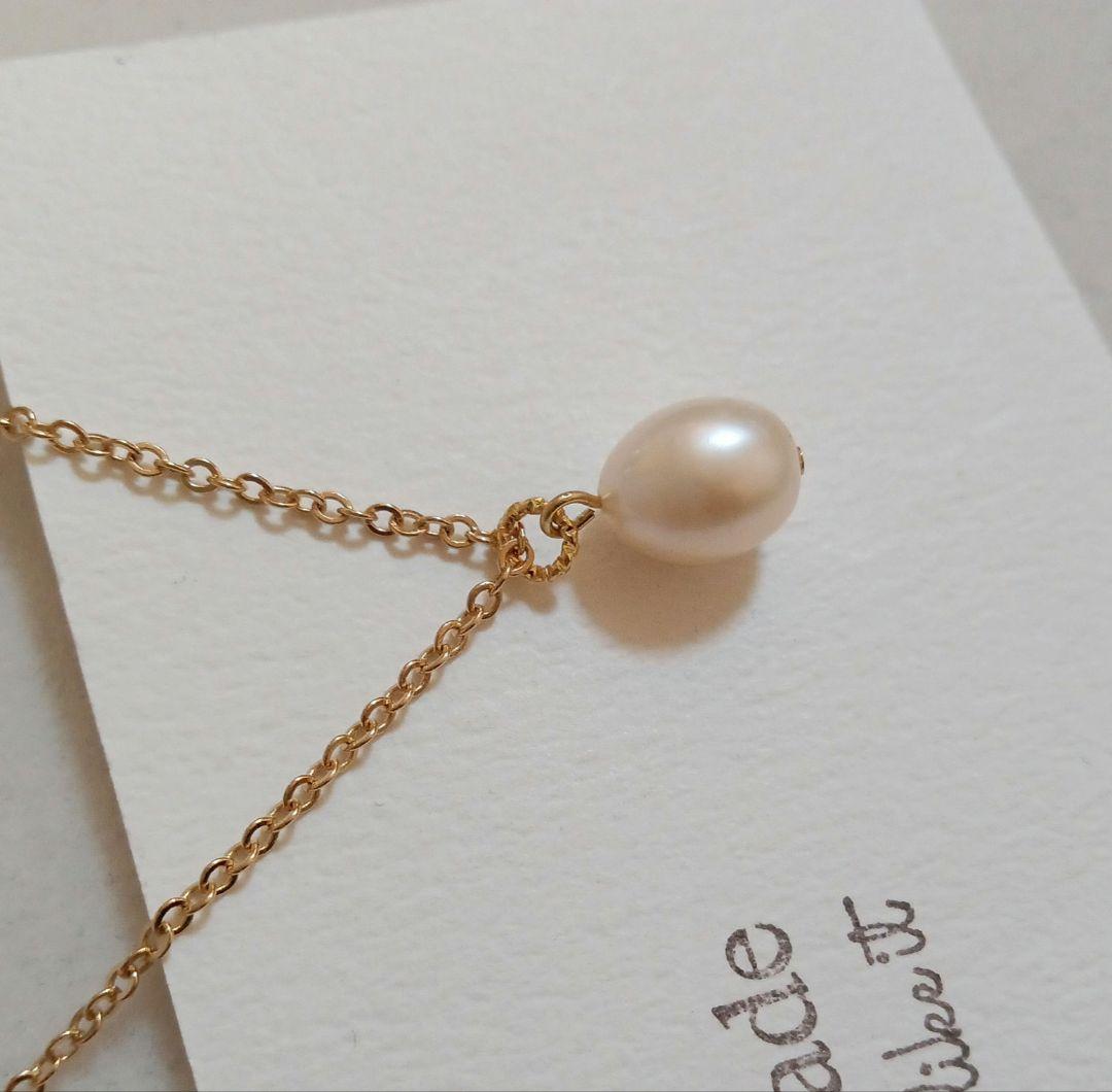 1712魅力を引き出す✨️✨️　淡水パールネックレス　ライス　シンプル一粒♥