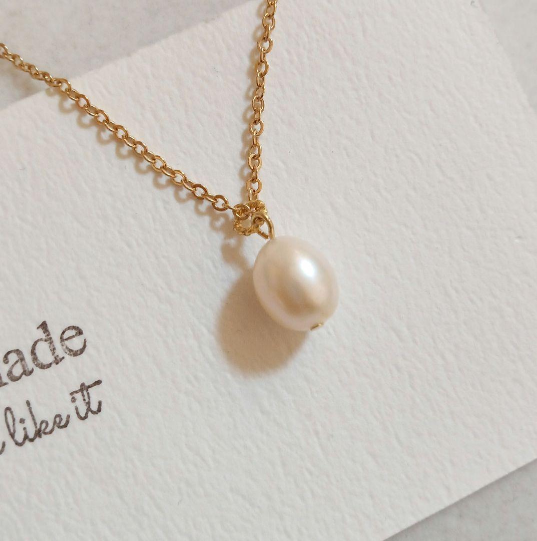 1712魅力を引き出す✨️✨️　淡水パールネックレス　ライス　シンプル一粒♥