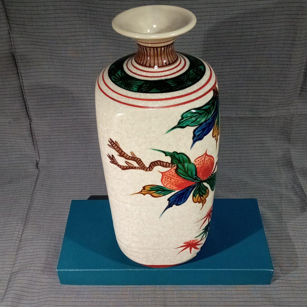 九谷焼　色絵花瓶　花鳥図