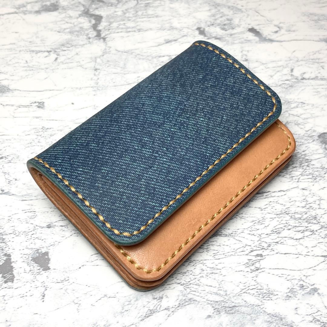 本革 ミニ財布 瀬戸内レザー コンパクト財布 青 小さい財布 メンズ レディース