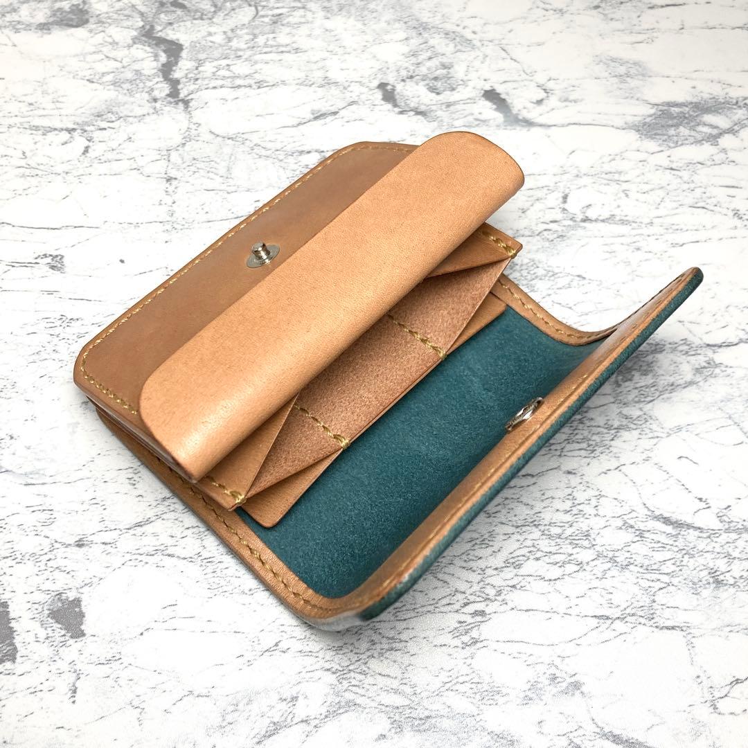 本革 ミニ財布 瀬戸内レザー コンパクト財布 青 小さい財布 メンズ レディース