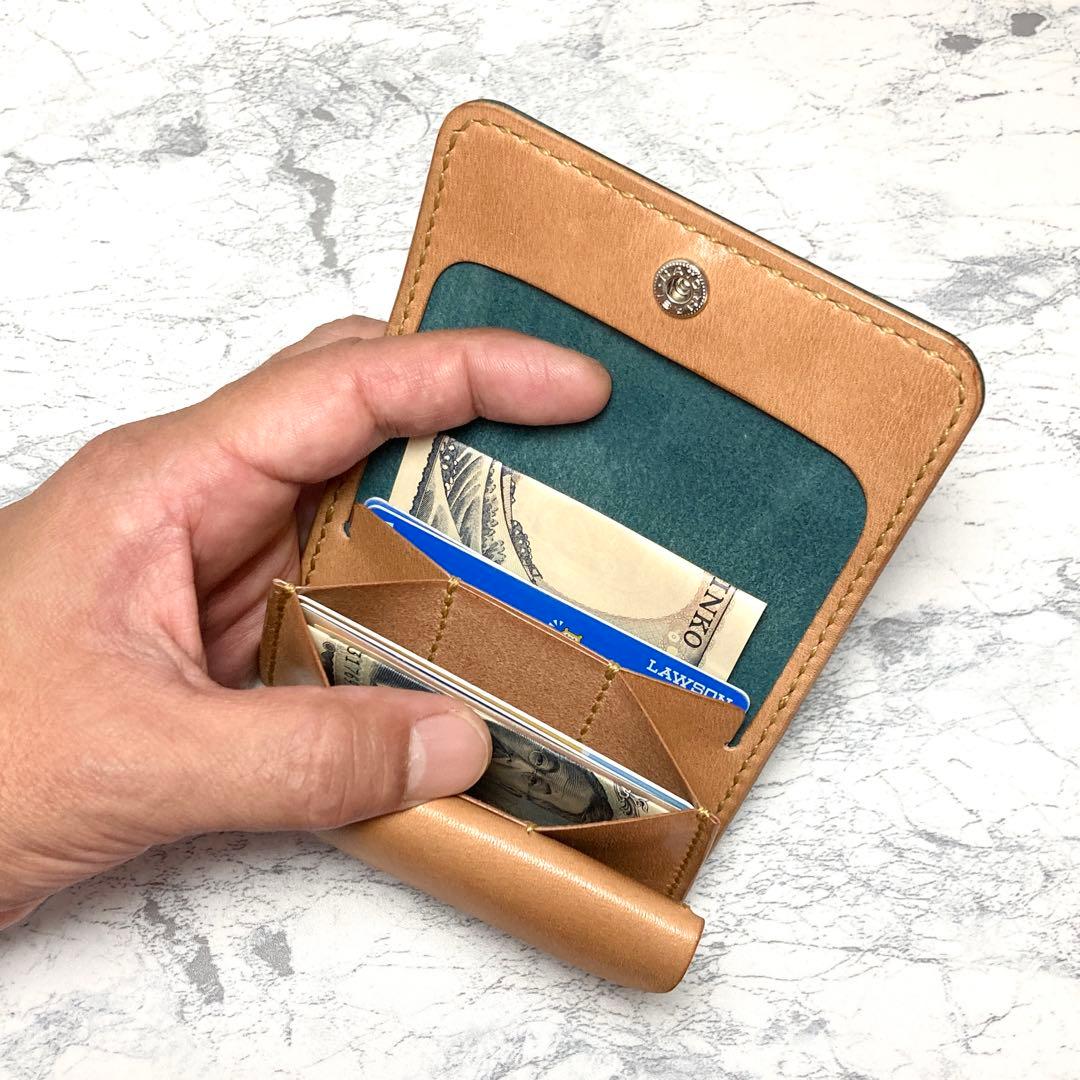 本革 ミニ財布 瀬戸内レザー コンパクト財布 青 小さい財布 メンズ レディース