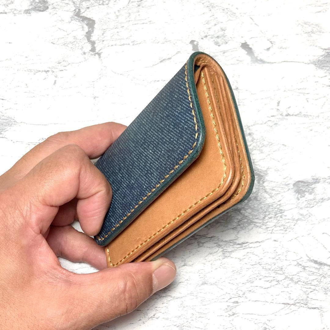 本革 ミニ財布 瀬戸内レザー コンパクト財布 青 小さい財布 メンズ レディース