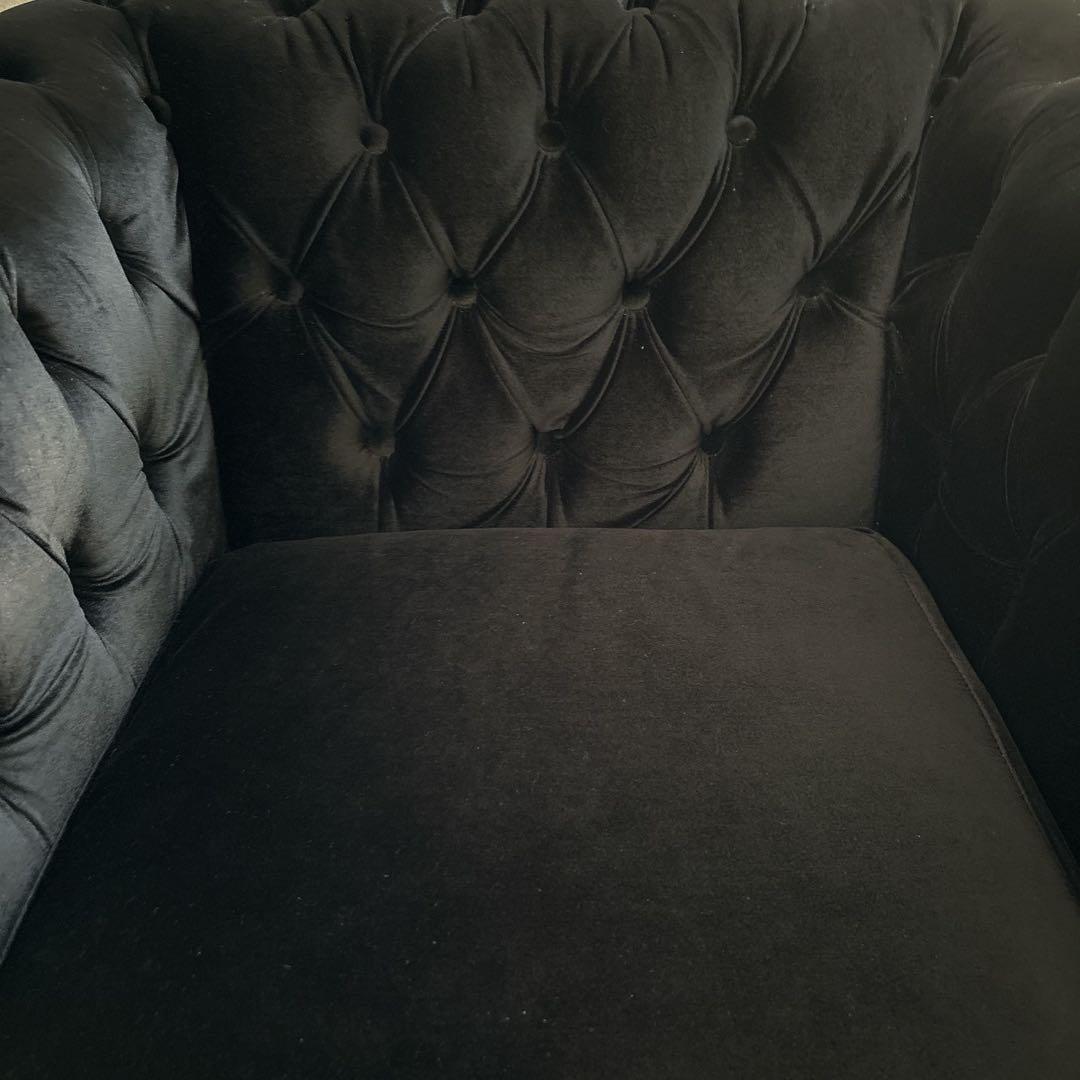 値引しましたBチェスターフィールド英国風アンティーク 一人掛ソファー /ブラック