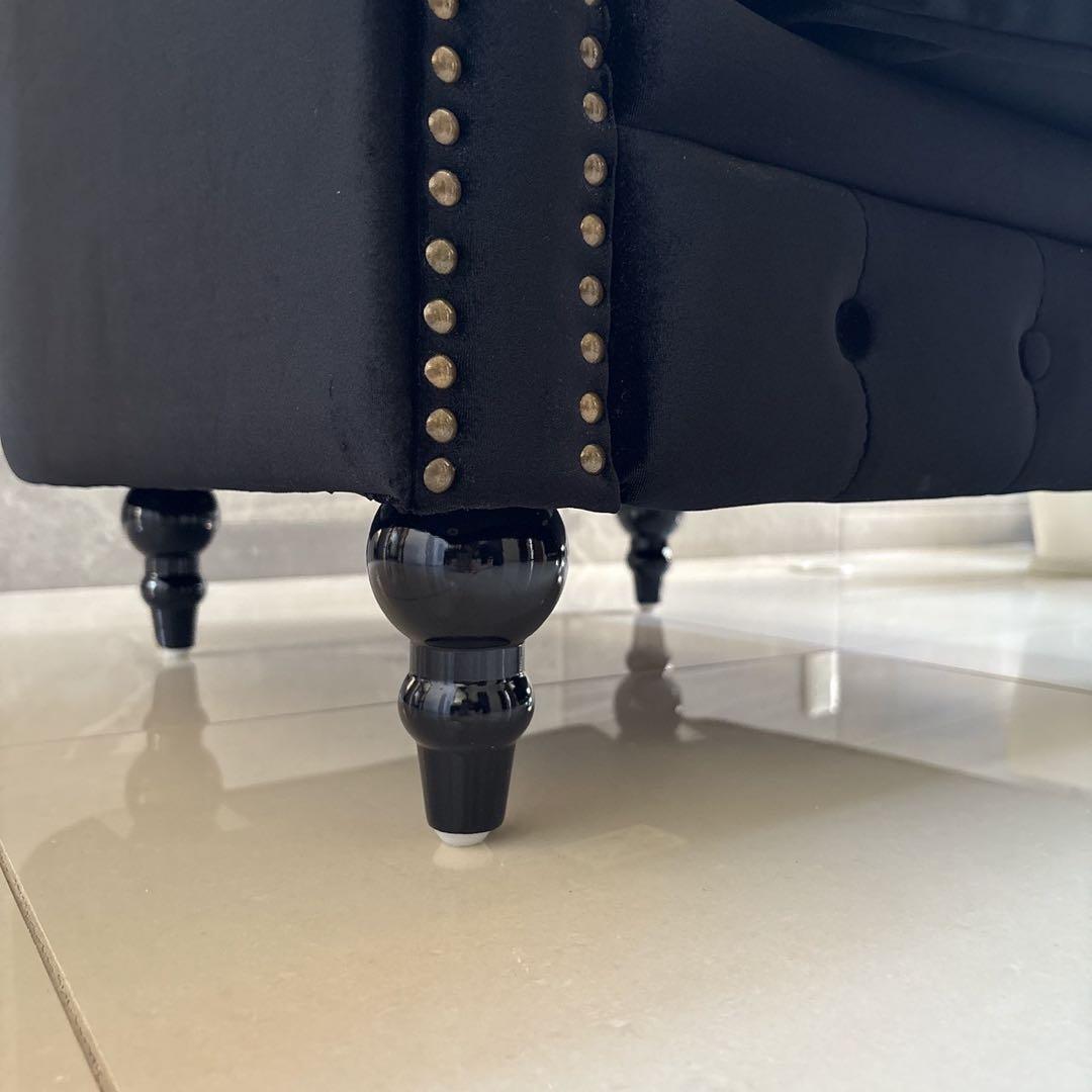 値引しましたBチェスターフィールド英国風アンティーク 一人掛ソファー /ブラック