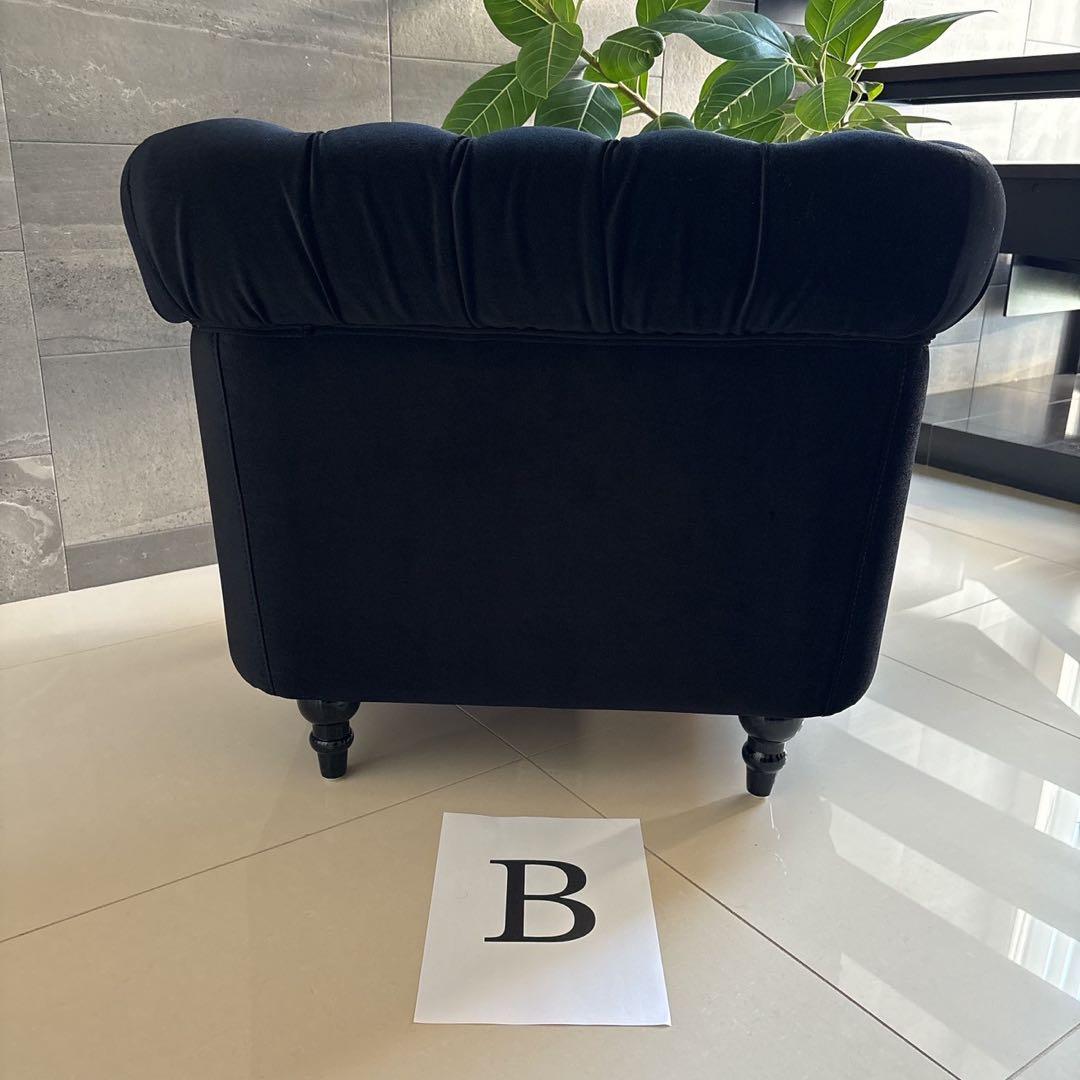 値引しましたBチェスターフィールド英国風アンティーク 一人掛ソファー /ブラック