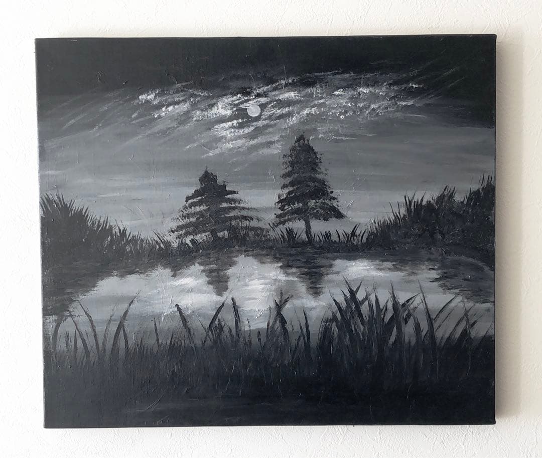 モノクロ 油絵 原画 風景画 オリジナル 大きな絵 - メルカリ