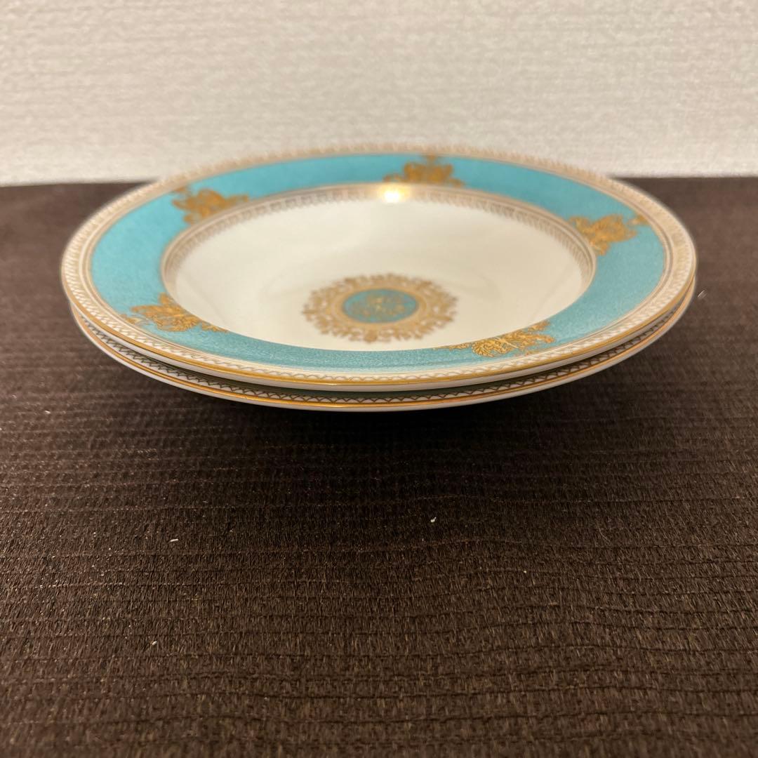 ウェッジウッド　コロンビア　パウダーターコイズ　スーププレート　ディナー