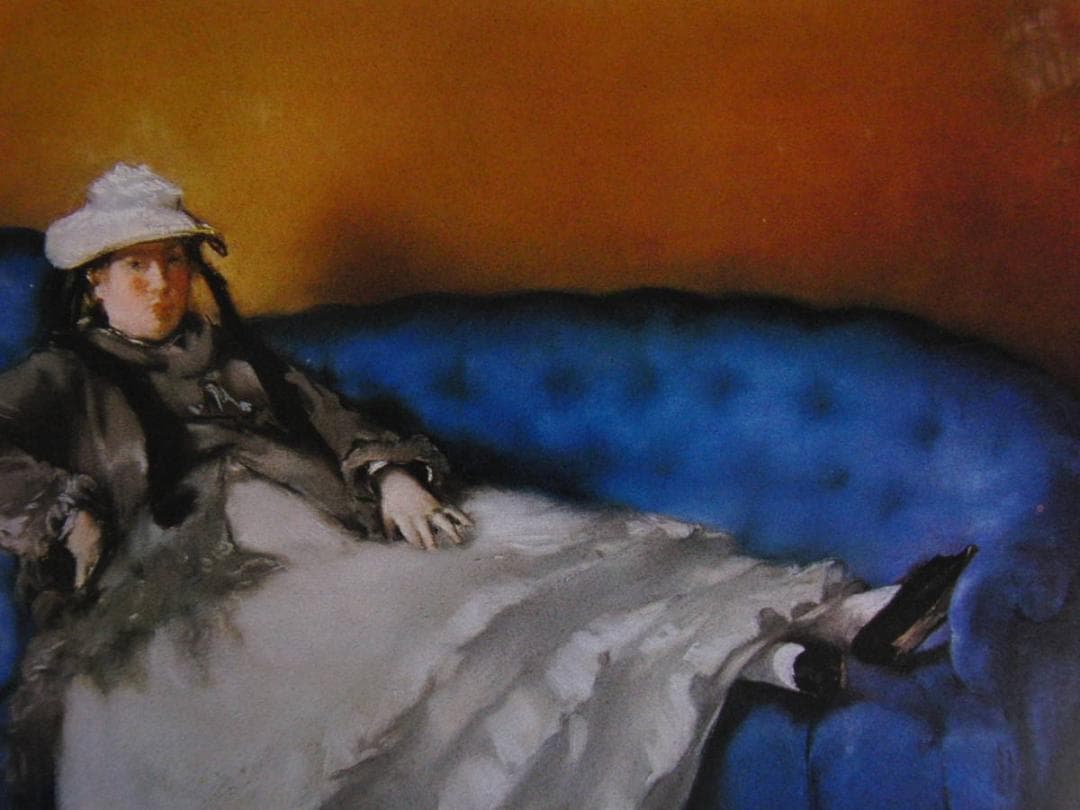 エドゥアール・マネ、【青い長椅子にすわるマネ夫人】、希少な額装用画集より