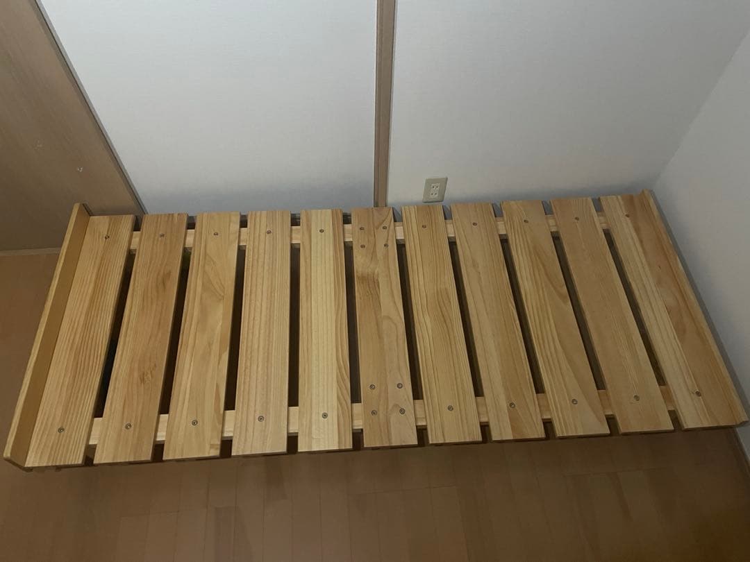 【梱包済】エムール　高さが変えられる すのこ ベッド 80×185cm
