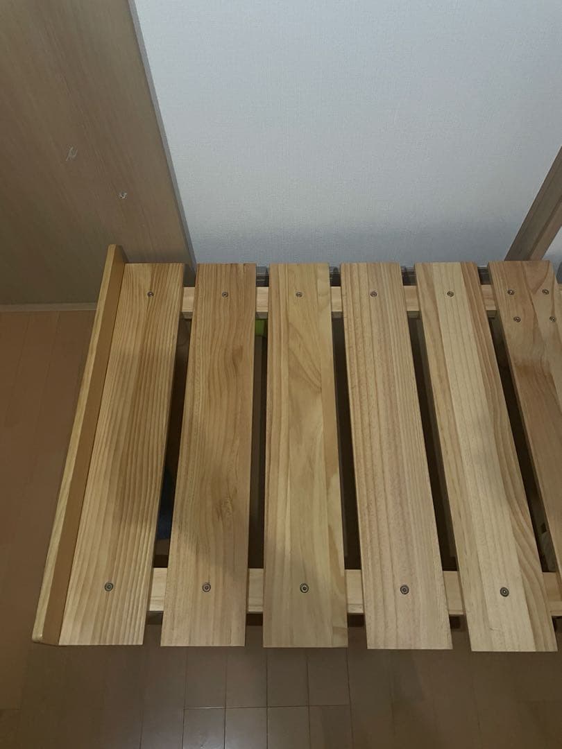 【梱包済】エムール　高さが変えられる すのこ ベッド 80×185cm